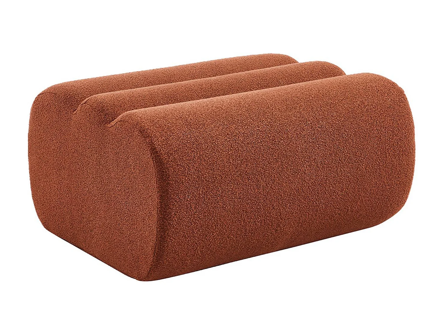 Sillón de borreguito texturizada con reposapiés terracota