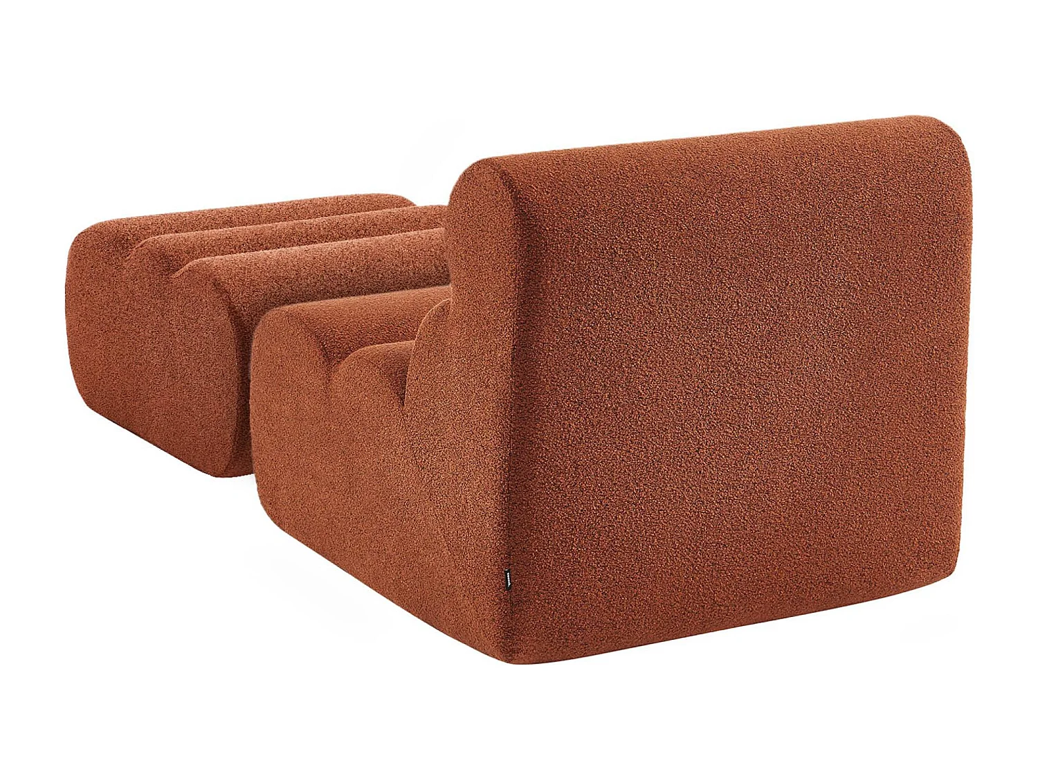 Sillón de borreguito texturizada con reposapiés terracota