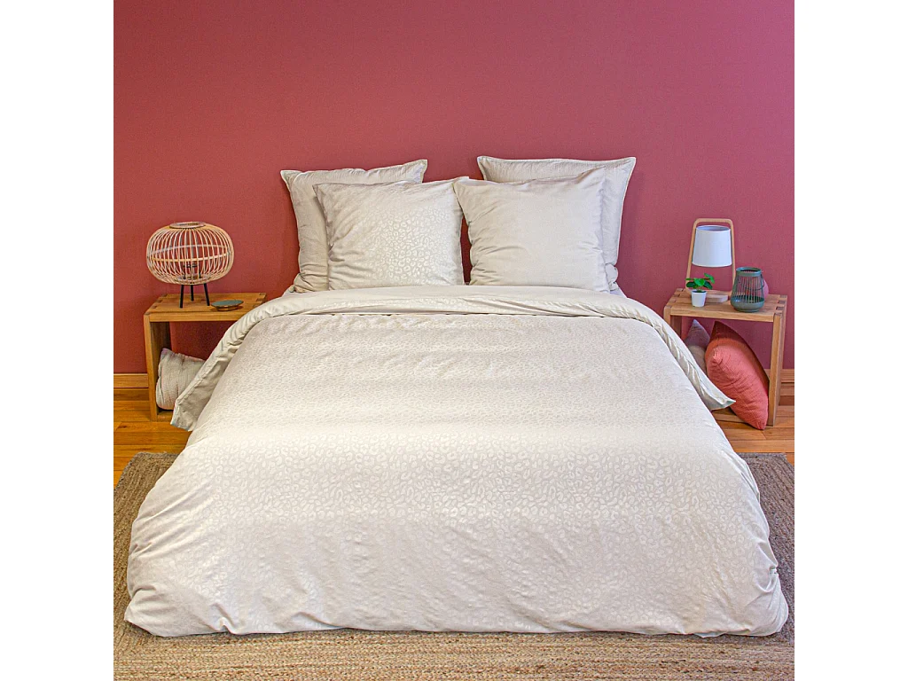 Parure de lit polyester réversible 2 places imprimé léopard 240x220cm - Sophie