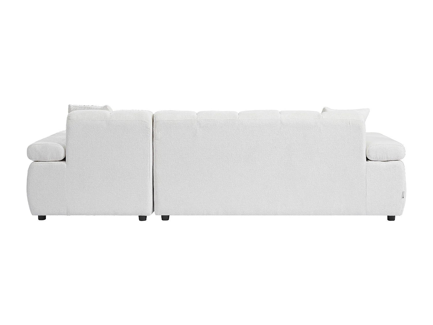 Canapé d'angle droit en tissu chenille blanc cassé LALOPI
