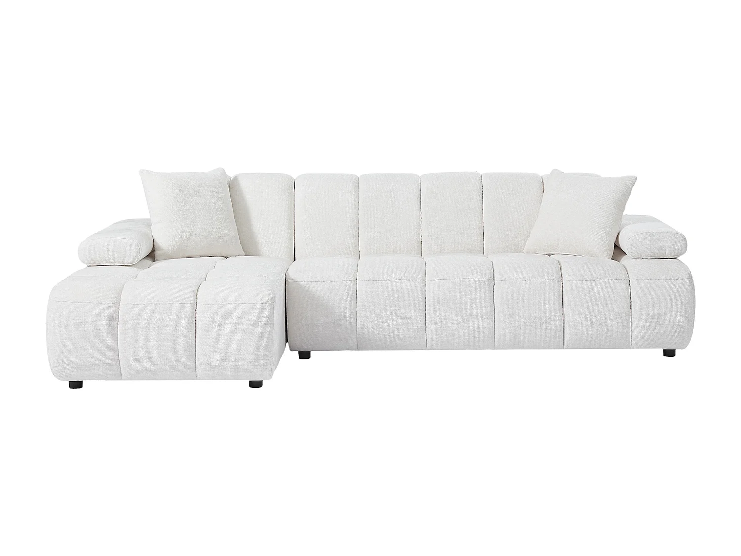 Canapé d'angle gauche en tissu chenille blanc cassé LALOPI
