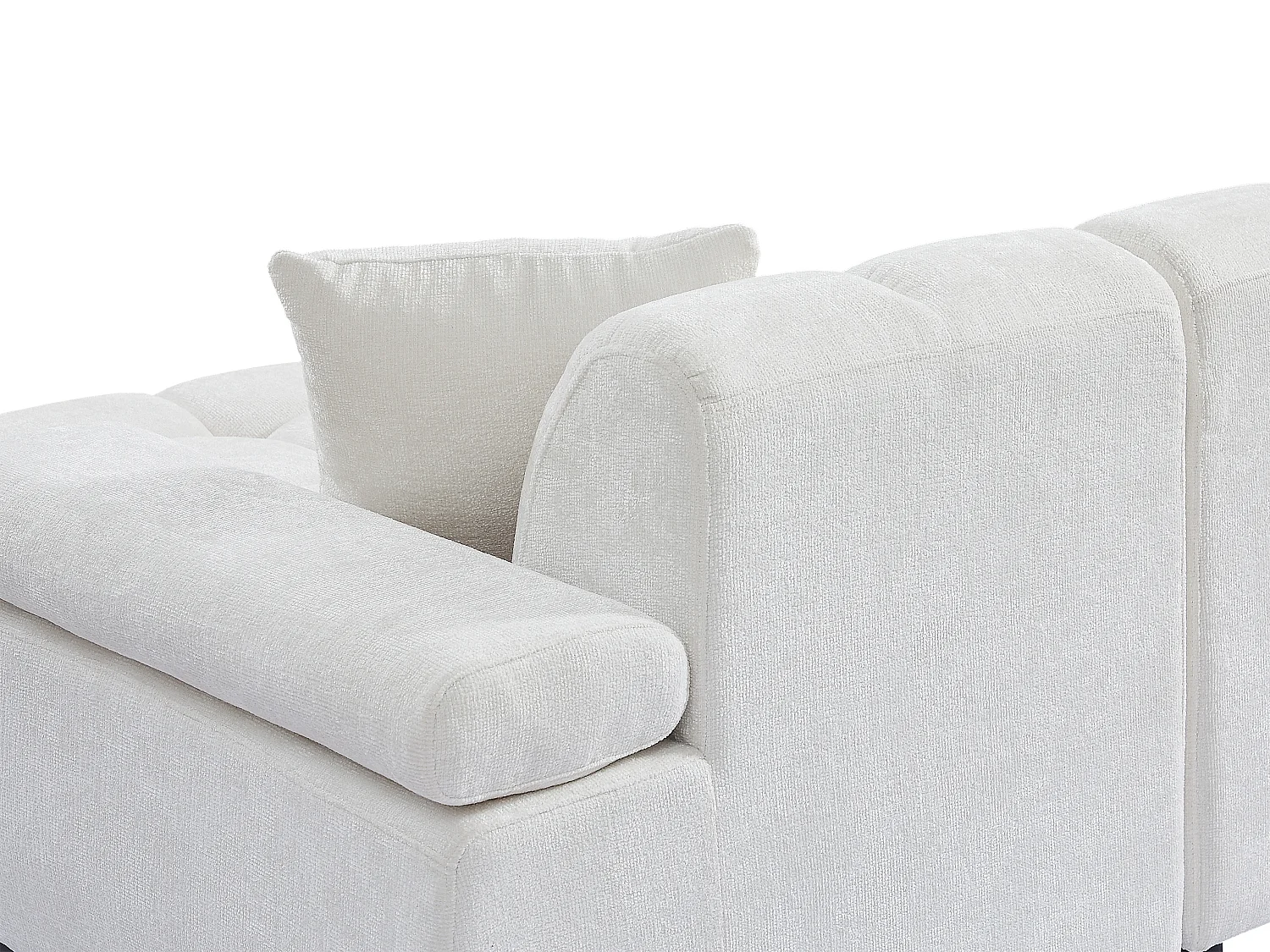 Canapé d'angle gauche en tissu chenille blanc cassé LALOPI