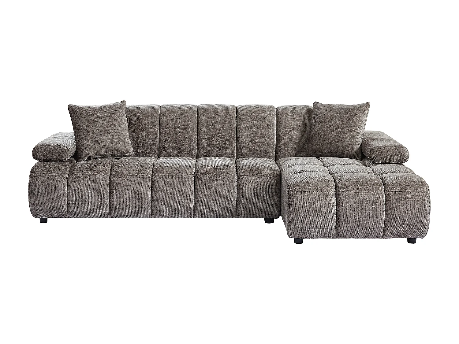 Canapé d'angle droit en tissu chenille taupe LALOPI