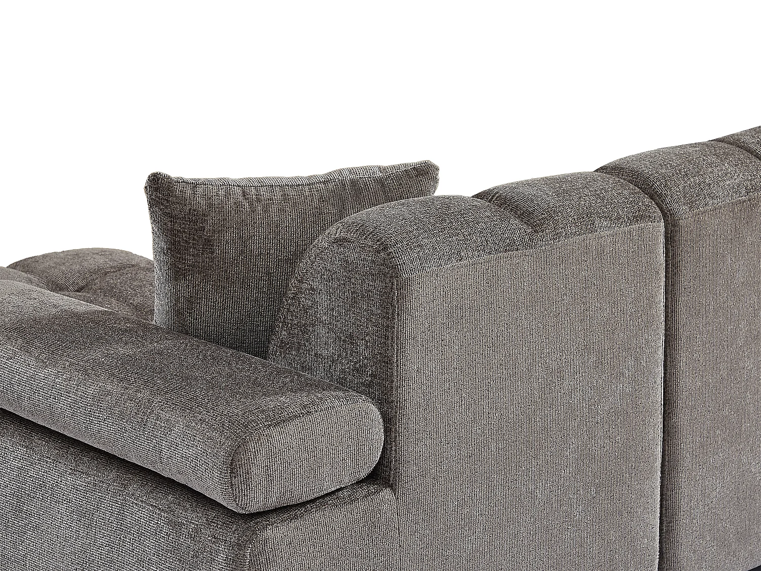 Canapé d'angle droit en tissu chenille taupe LALOPI
