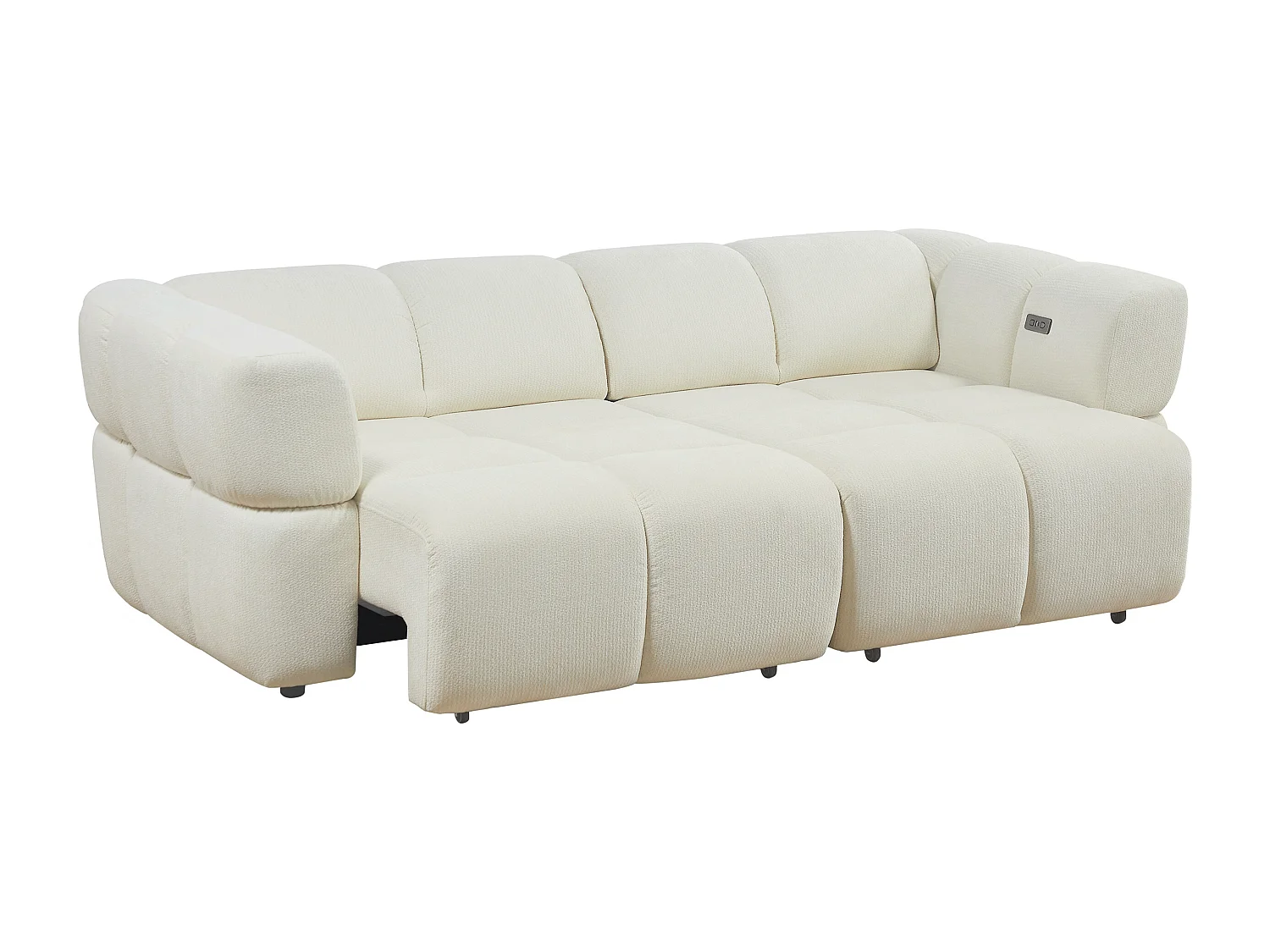 Canapé 3 places avec assise coulissante électrique en tissu chenille crème JONARIA
