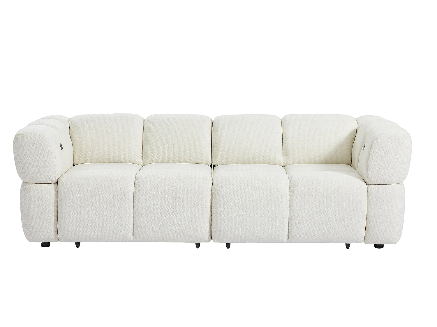 Canapé 3 places avec assise coulissante électrique en tissu chenille crème JONARIA