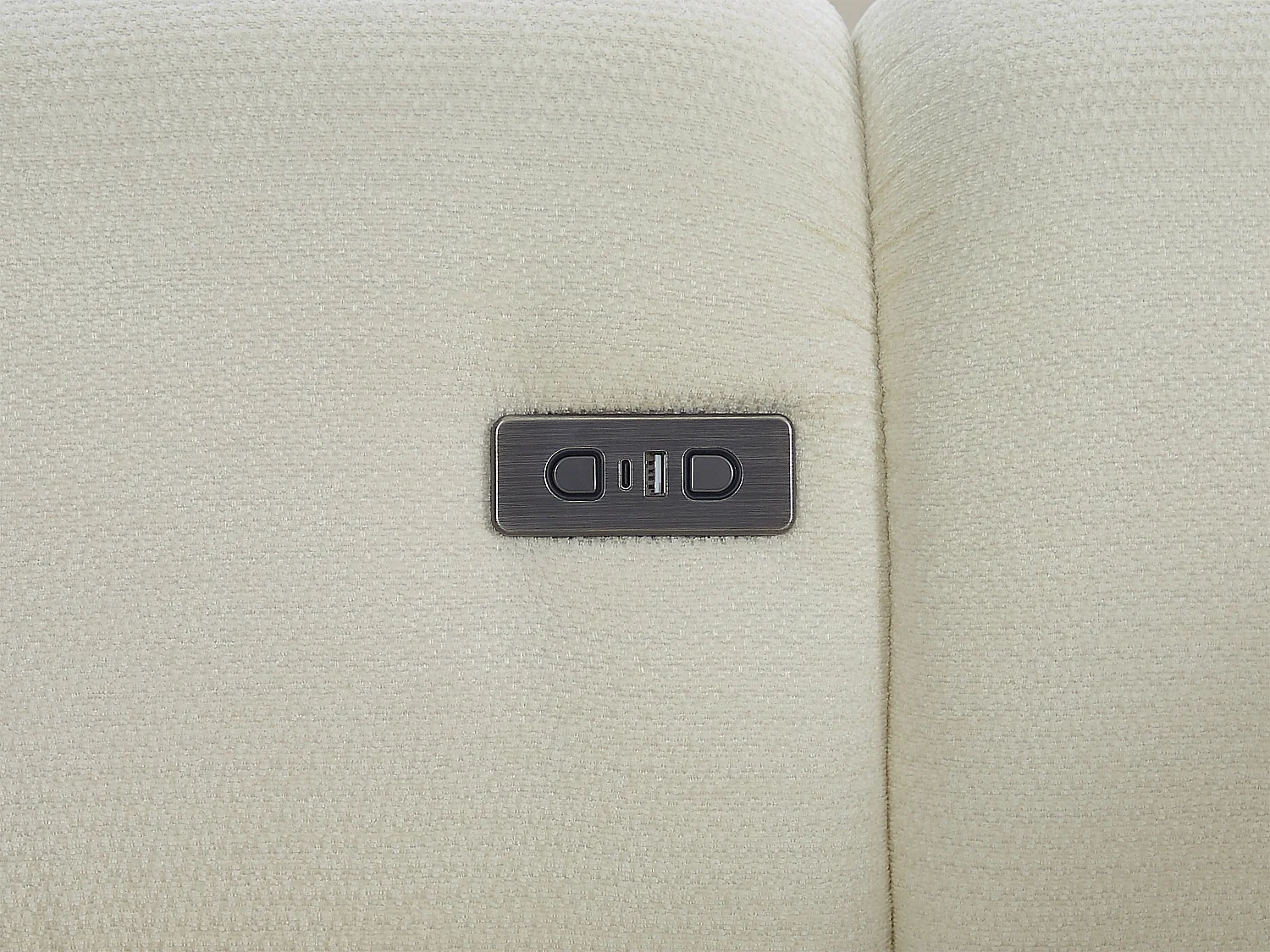 Canapé 3 places avec assise coulissante électrique en tissu chenille crème JONARIA