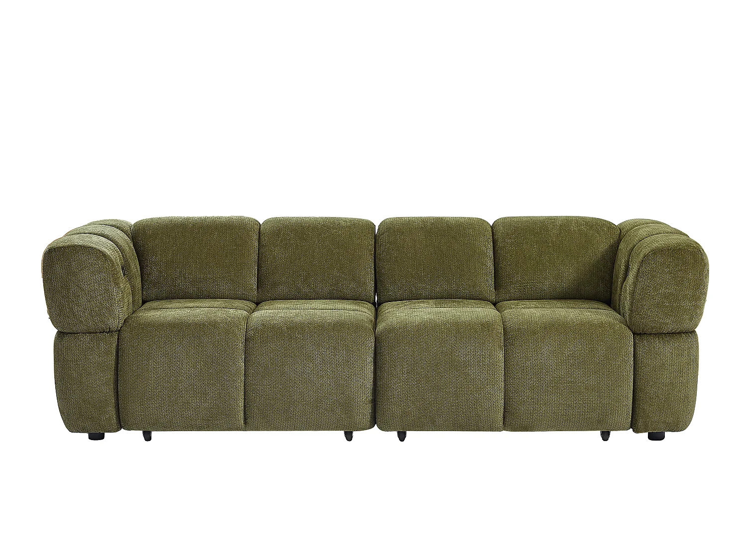 Canapé 3 places avec assise coulissante électrique en tissu chenille vert kaki JONARIA