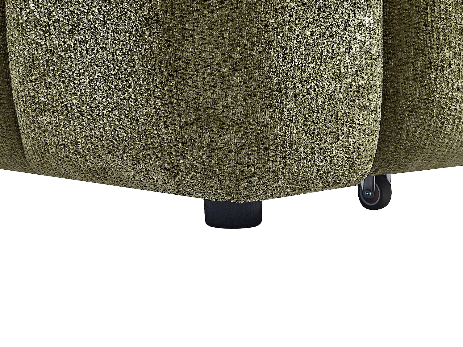 Canapé 3 places avec assise coulissante électrique en tissu chenille vert kaki JONARIA