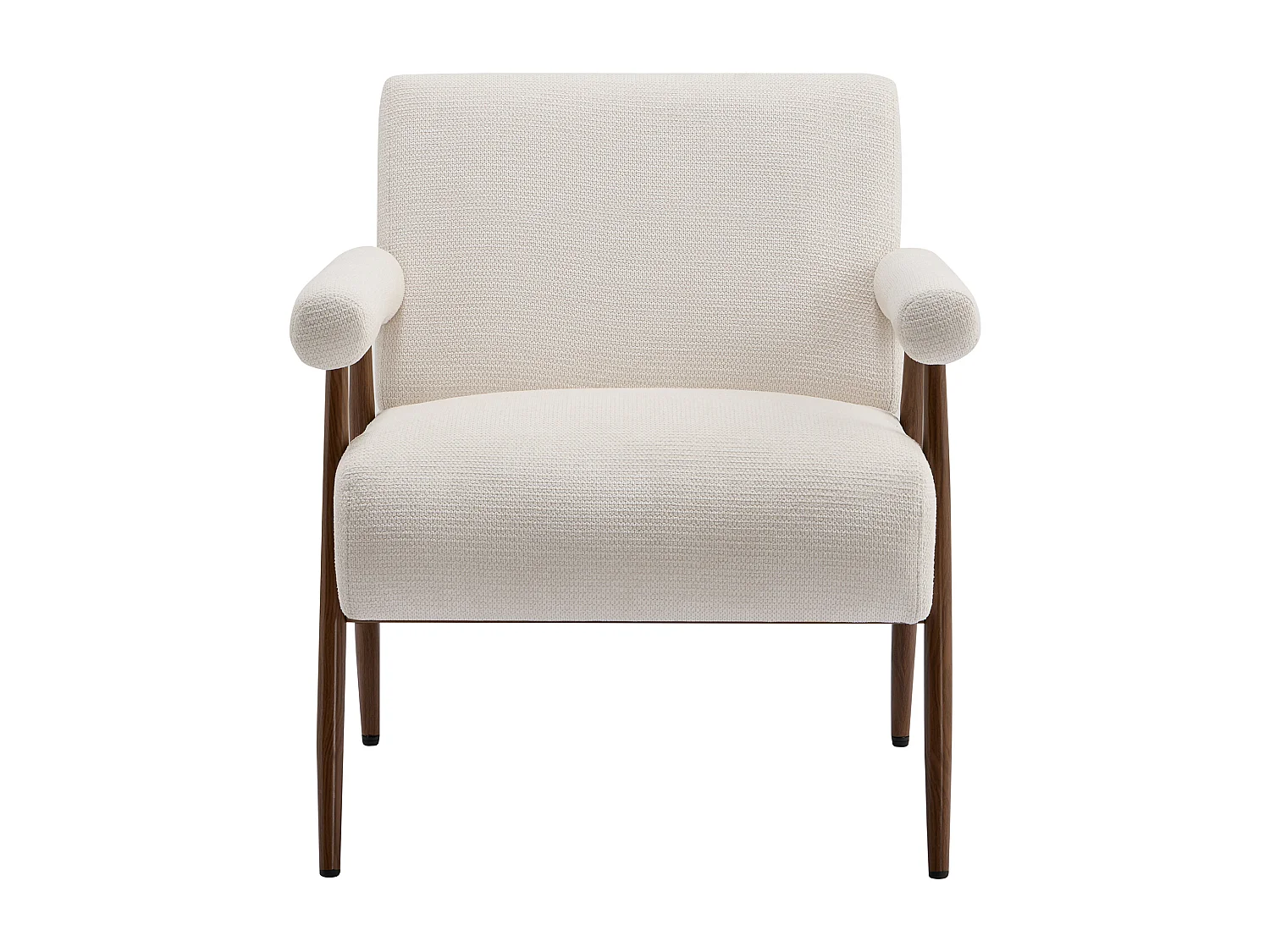 Fauteuil en tissu texturé beige avec pieds effet bois MIROSIA
