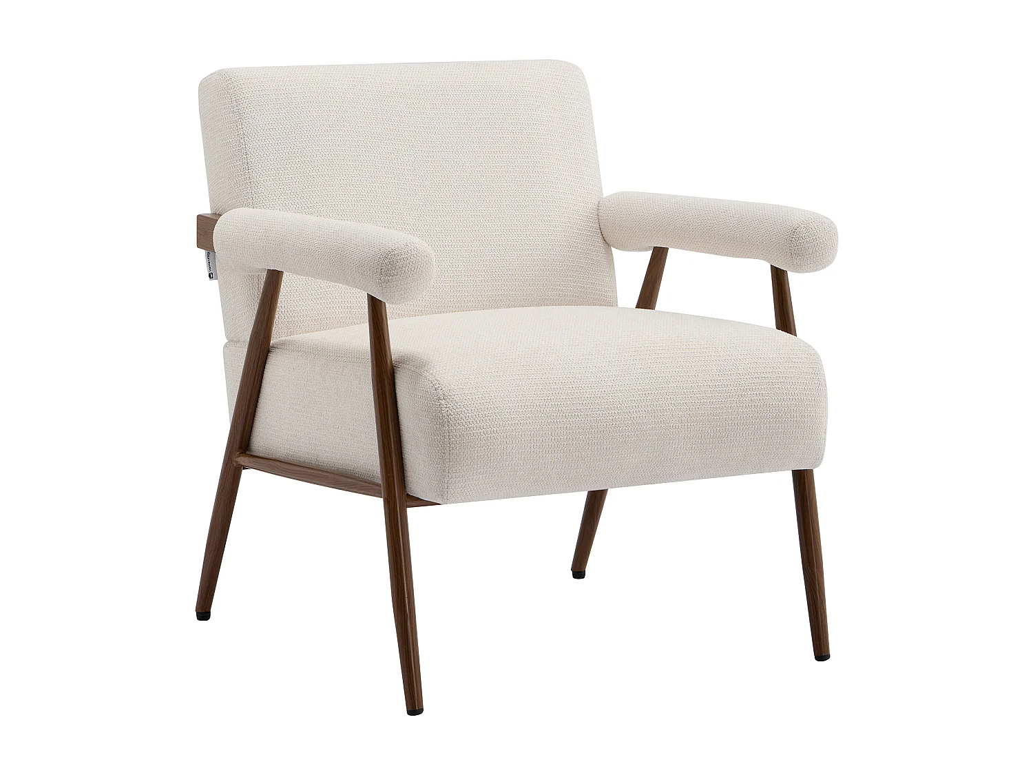 Fauteuil en tissu texturé beige avec pieds effet bois MIROSIA