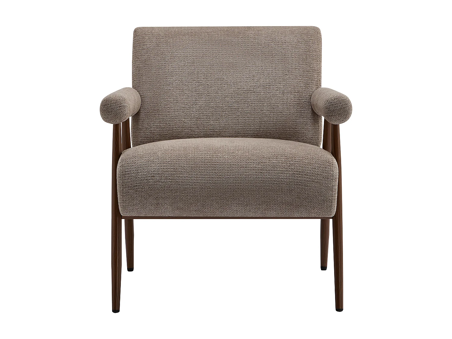 Fauteuil en tissu texturé taupe avec pieds effet bois MIROSIA