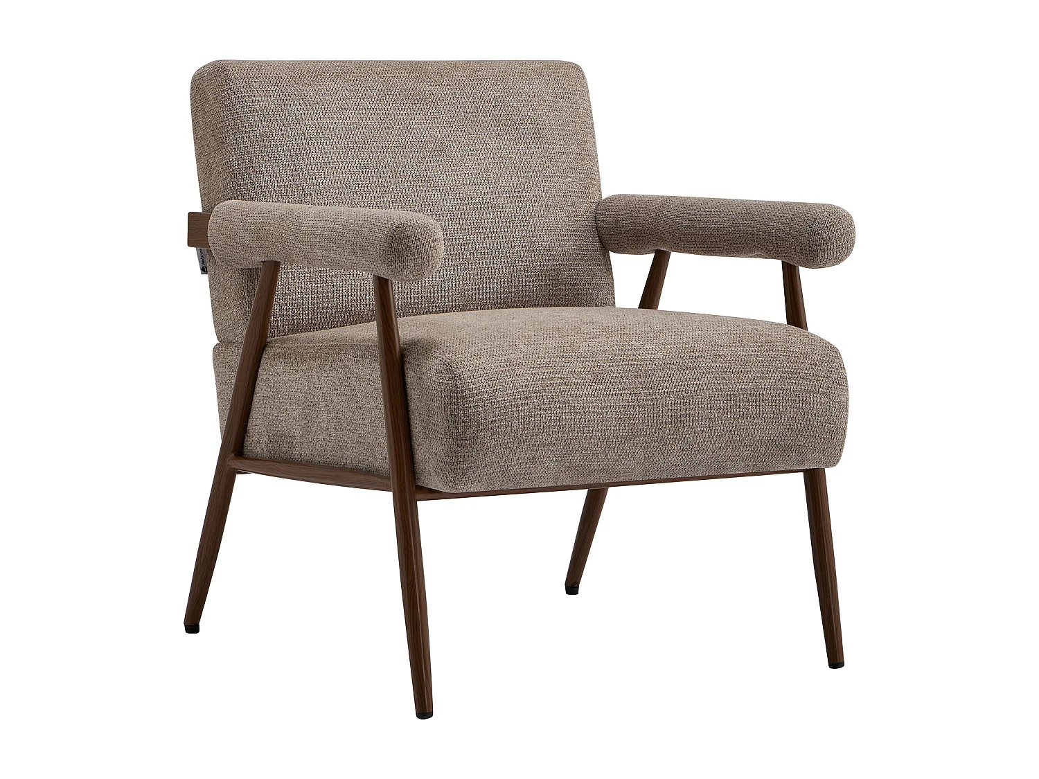 Fauteuil en tissu texturé taupe avec pieds effet bois MIROSIA