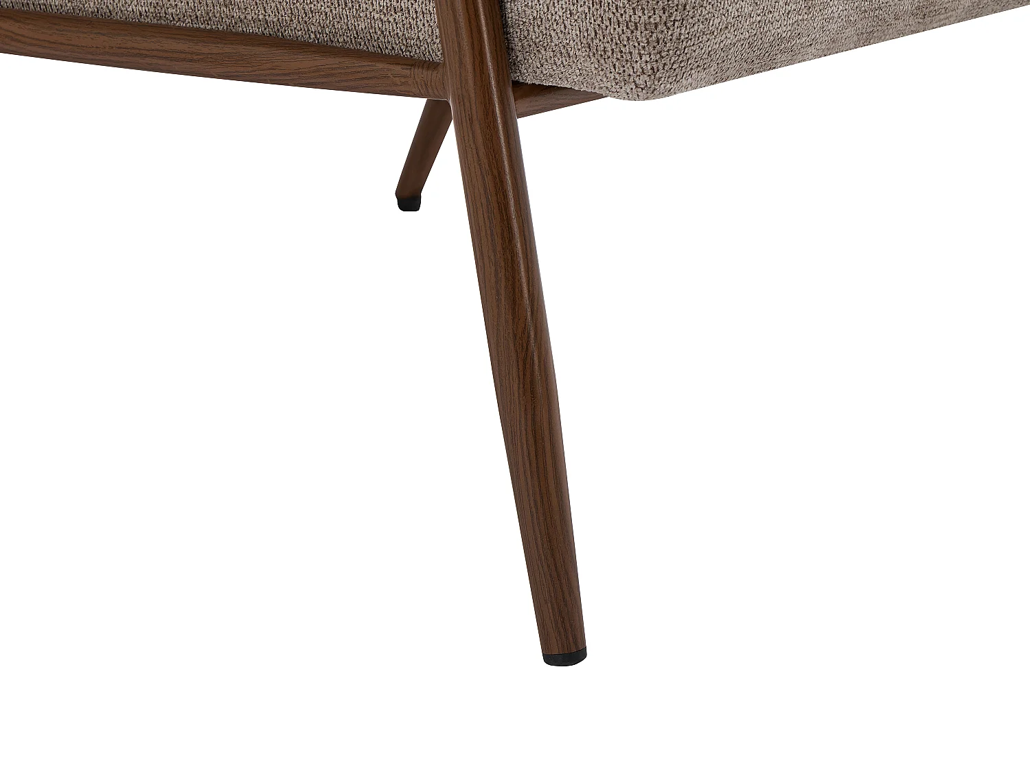 Fauteuil en tissu texturé taupe avec pieds effet bois MIROSIA
