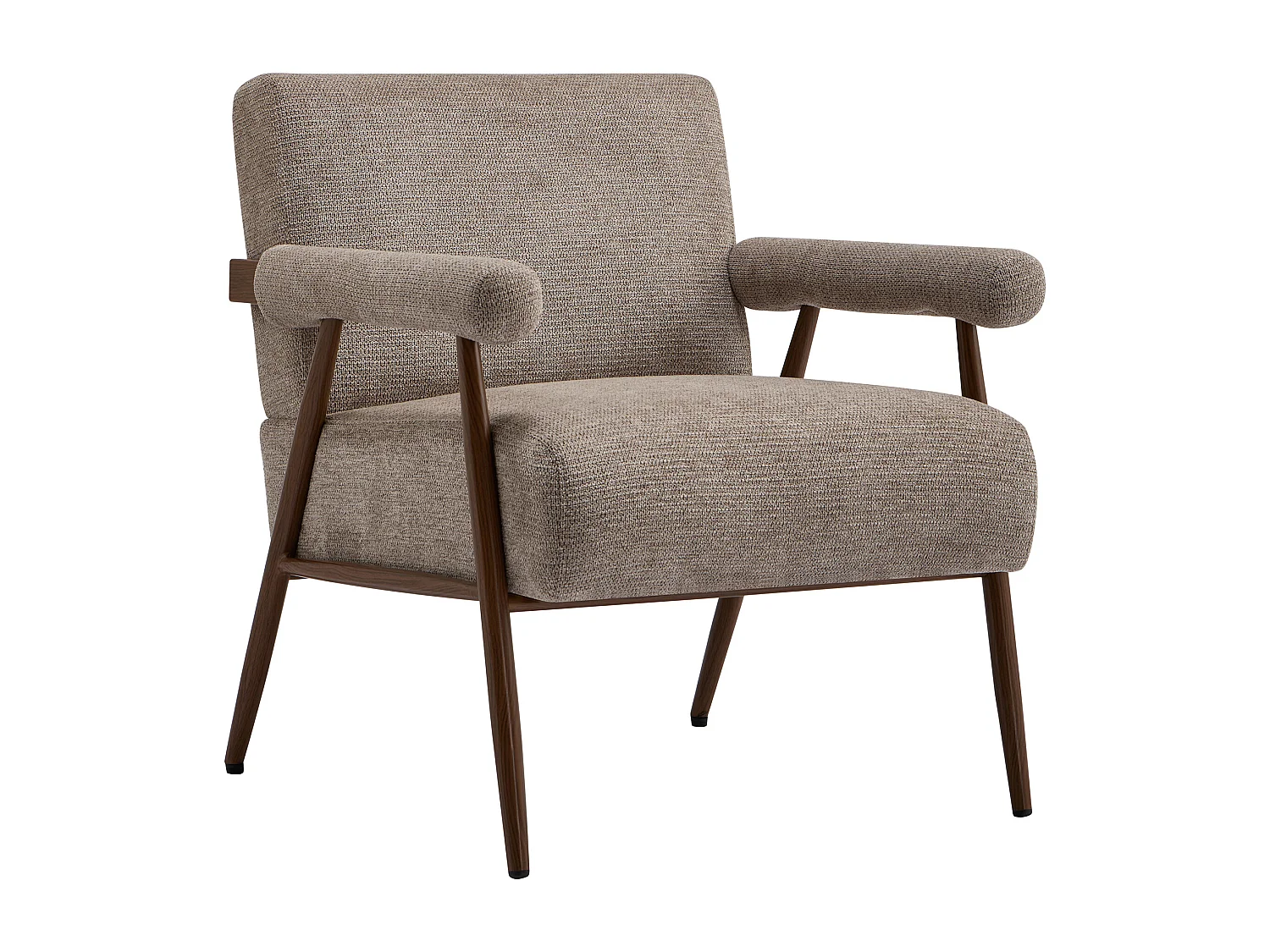 Fauteuil in taupe getextureerde stof met poten in houtlook MIROSIA