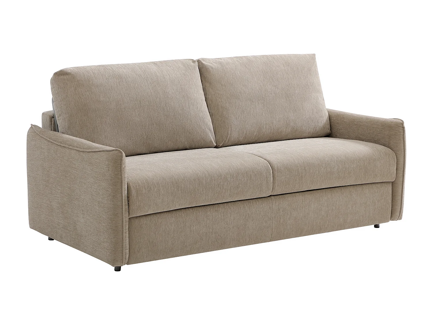 Canapé 3 places convertible express en tissu taupe - Couchage 140 cm - Matelas 12 cm BANUBI