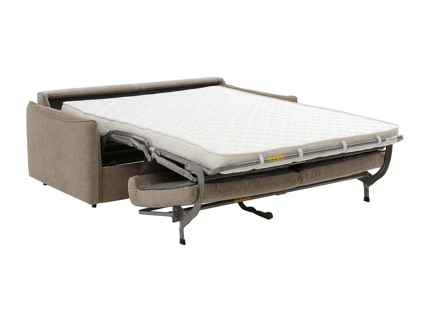 Canapé 3 places convertible express en tissu taupe - Couchage 140 cm - Matelas 12 cm BANUBI