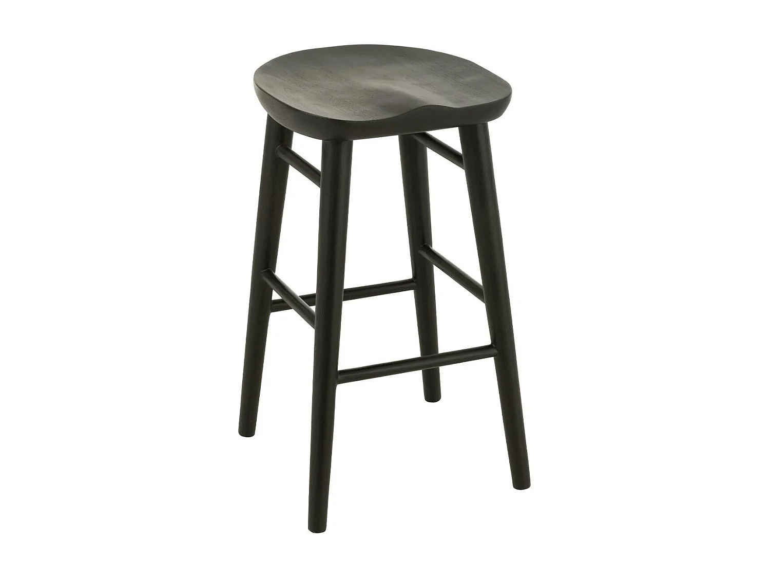 Tabouret de Bar en Teck "Mika" 67cm Noir