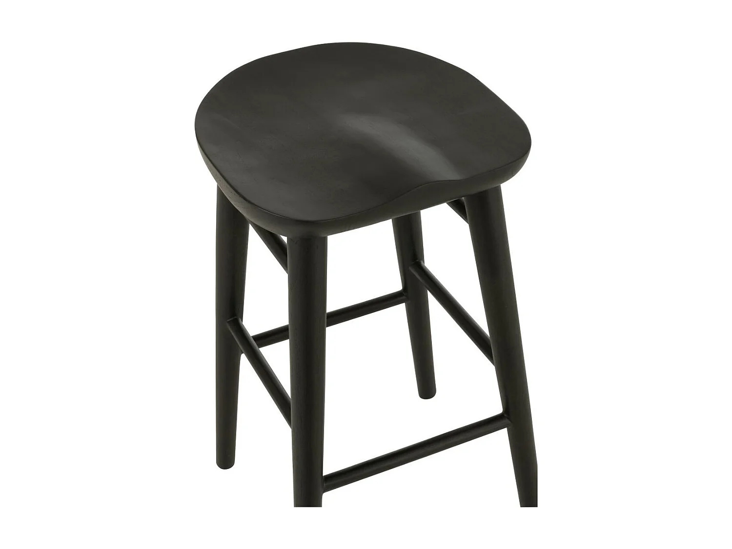 Tabouret de Bar en Teck "Mika" 67cm Noir