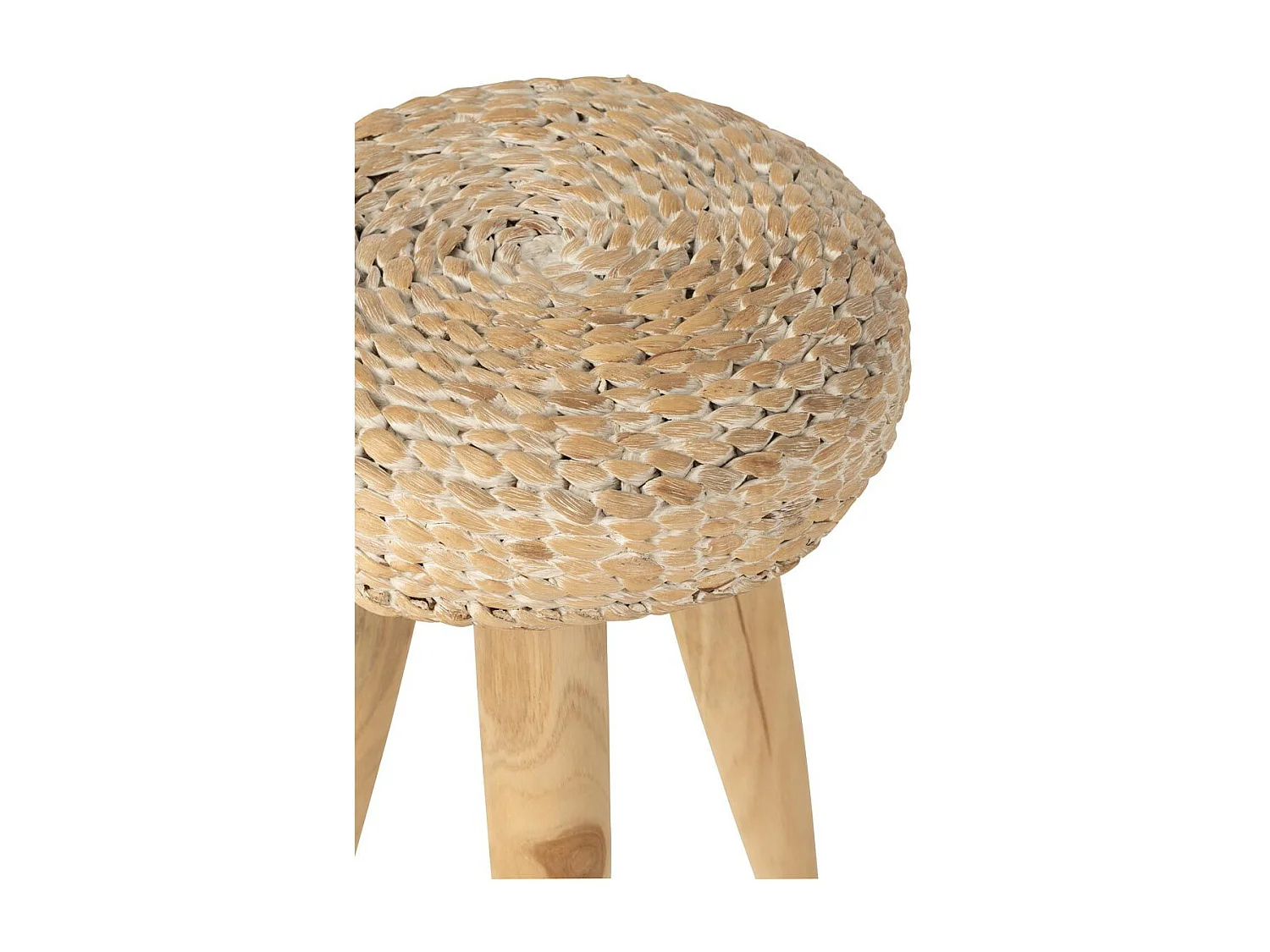Tabouret Design en Teck "Puglia" 40cm Naturel & Blanc