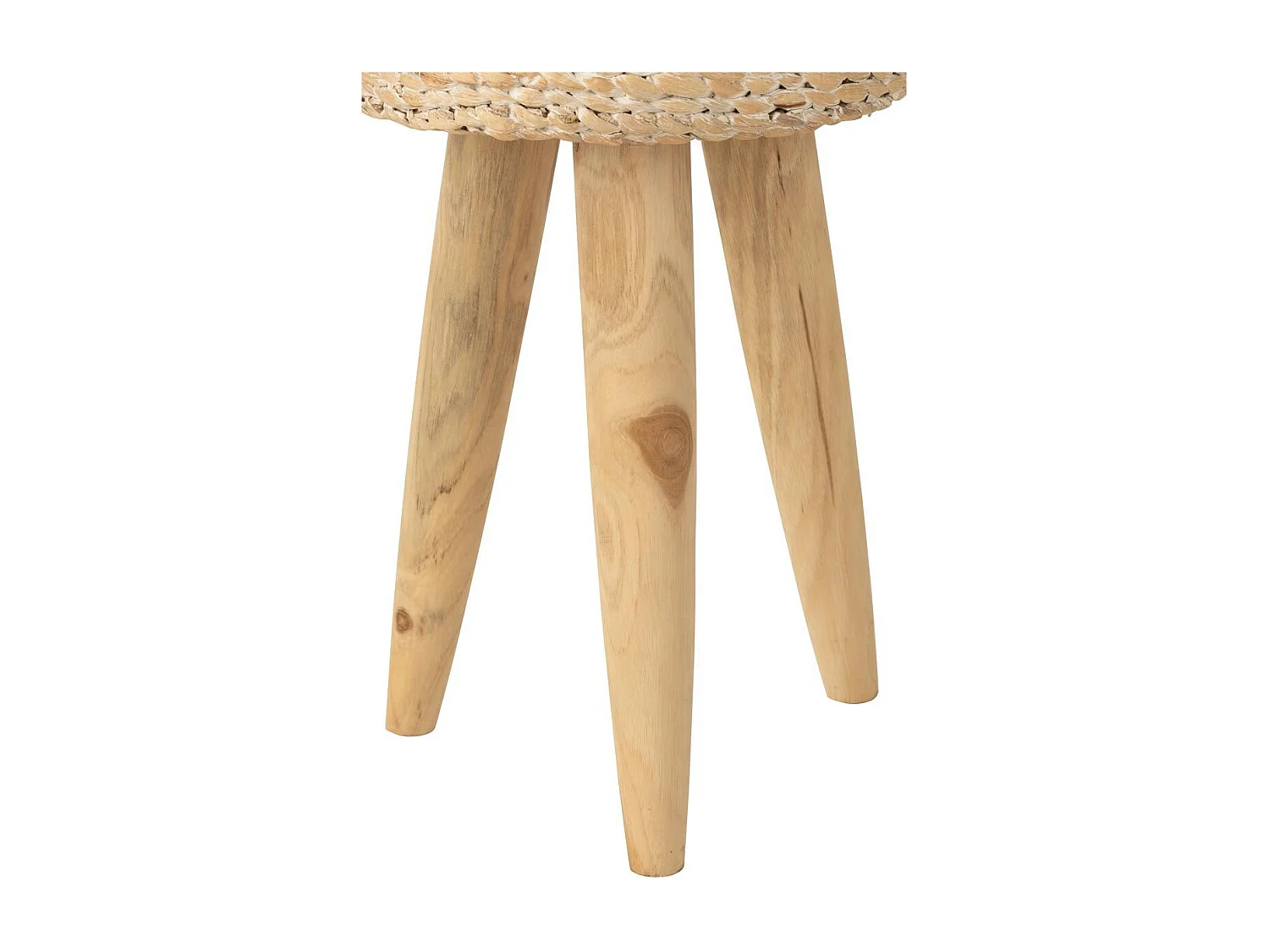 Tabouret Design en Teck "Puglia" 40cm Naturel & Blanc