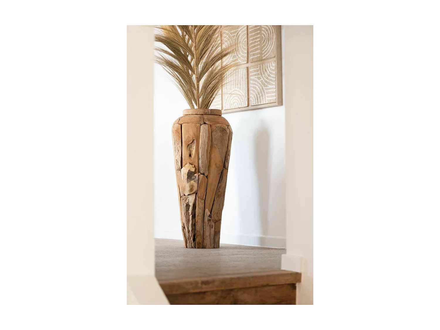 Vase Déco en Teck "Scot" 113cm Naturel