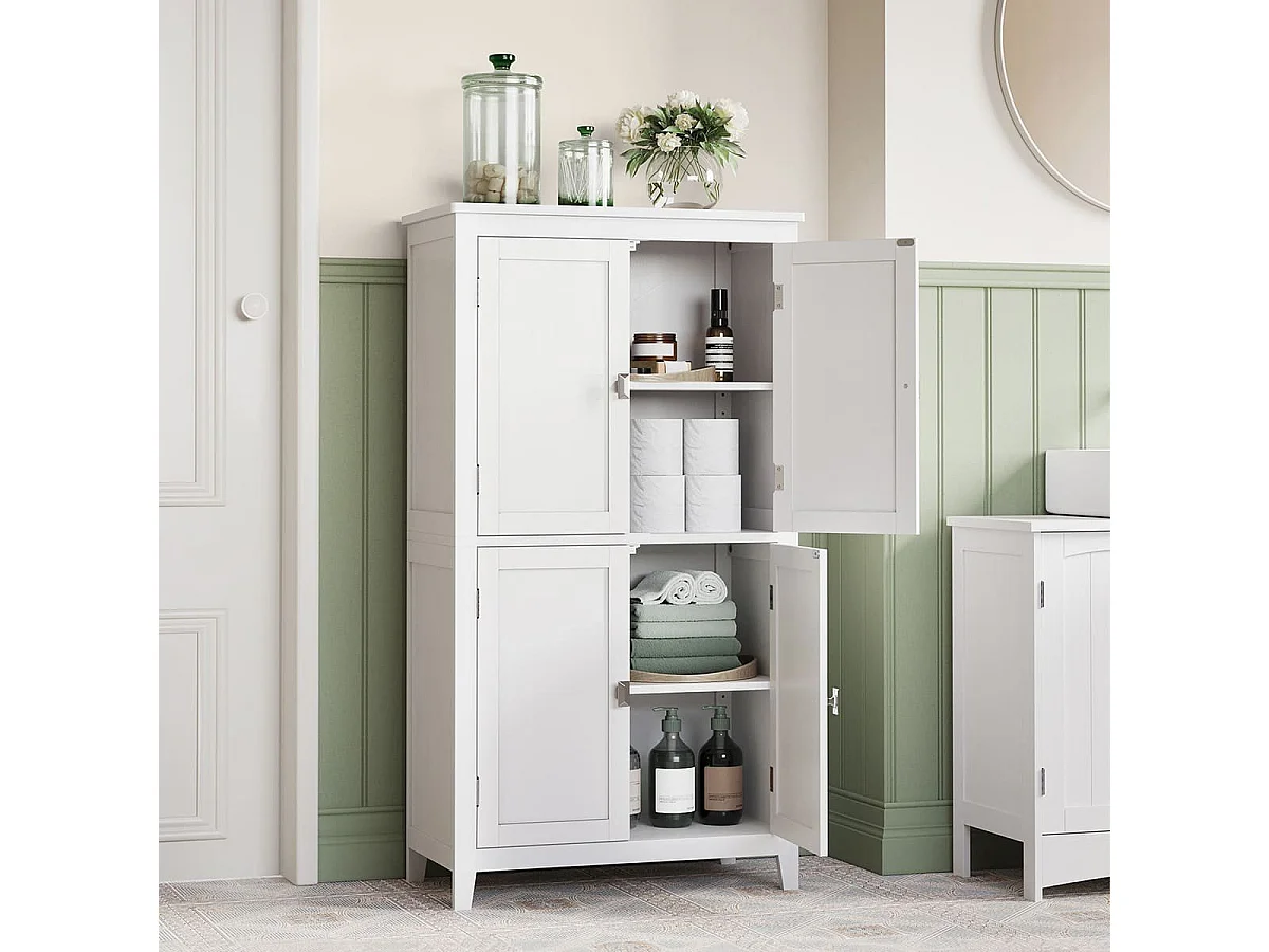 Kleines Aufbewahrungsmöbel 4 Türen Weiß - H110 cm