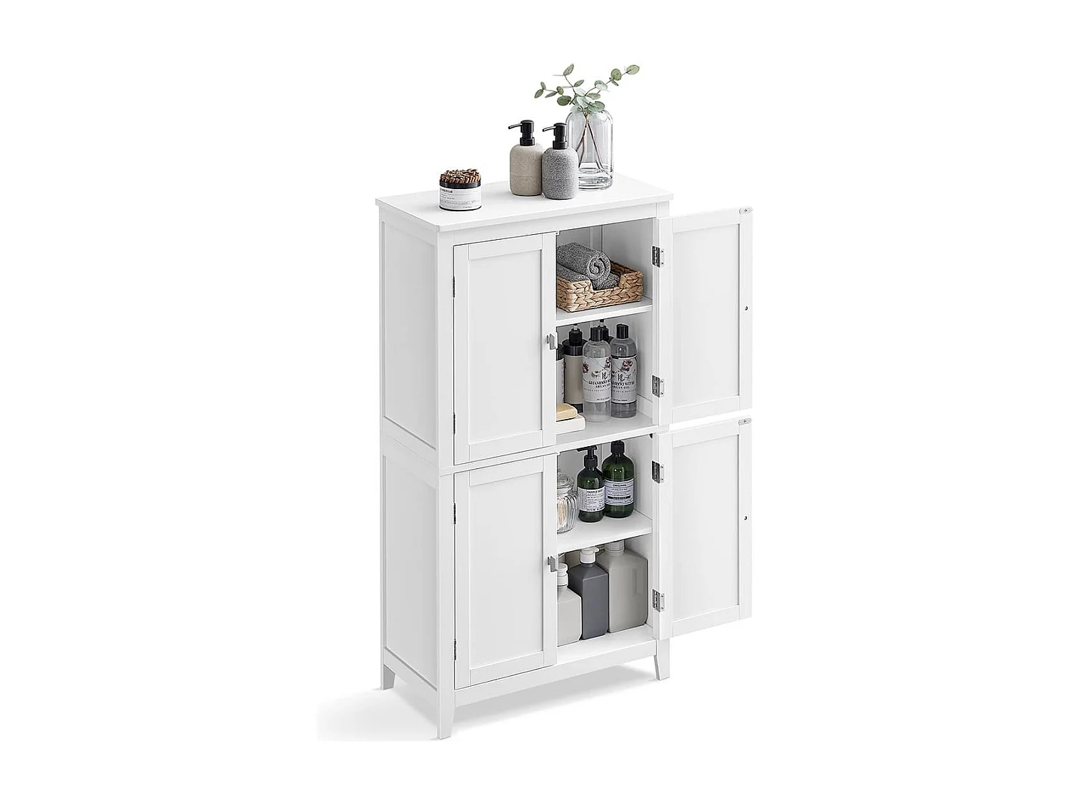 Kleines Aufbewahrungsmöbel 4 Türen Weiß - H110 cm