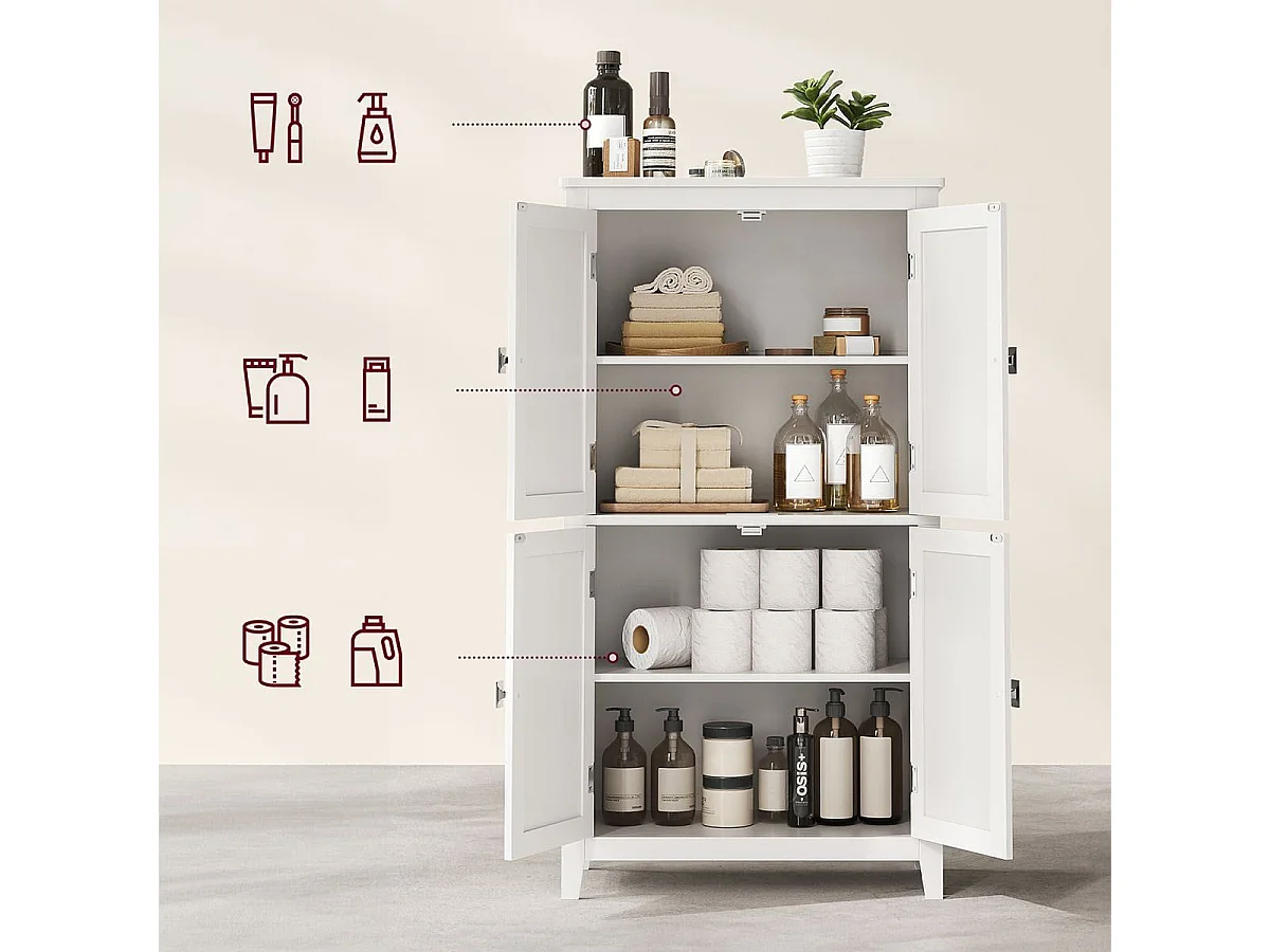 Kleines Aufbewahrungsmöbel 4 Türen Weiß - H110 cm