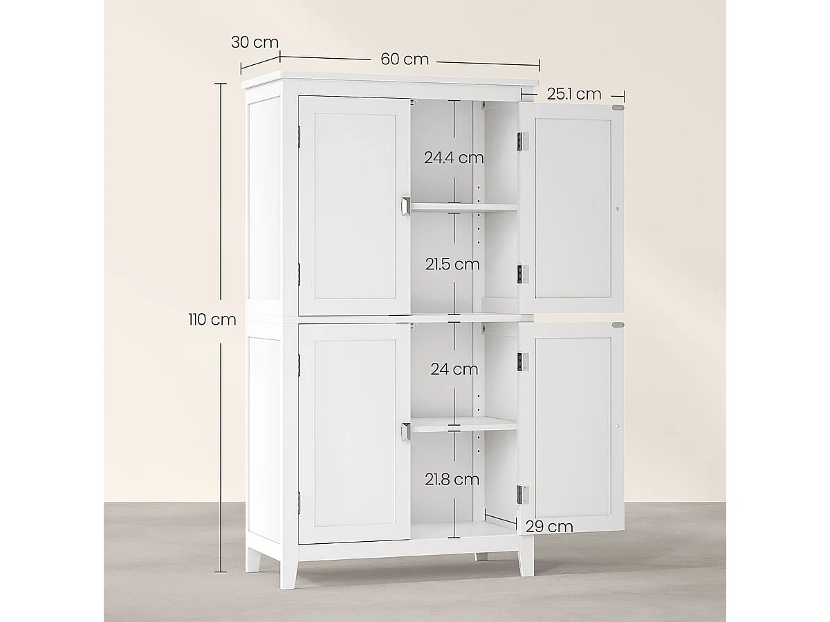 Kleines Aufbewahrungsmöbel 4 Türen Weiß - H110 cm