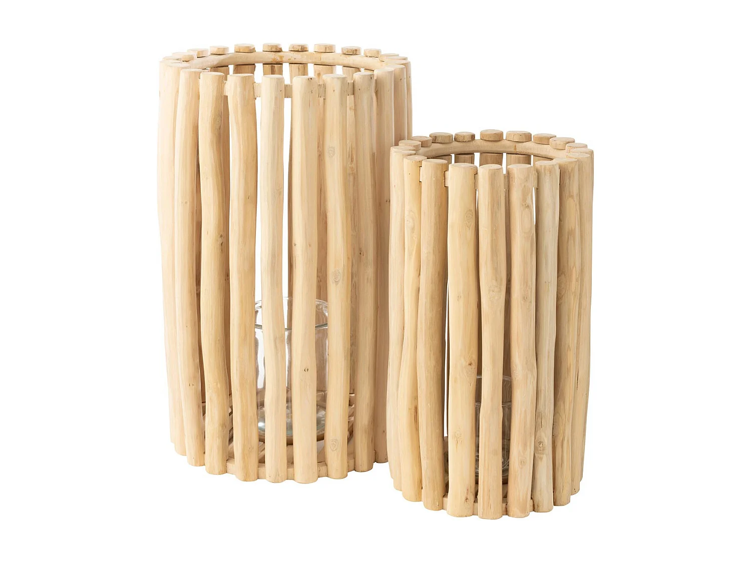 Lot de 2 Lanternes en Teck "Myrtle" 60cm Naturel