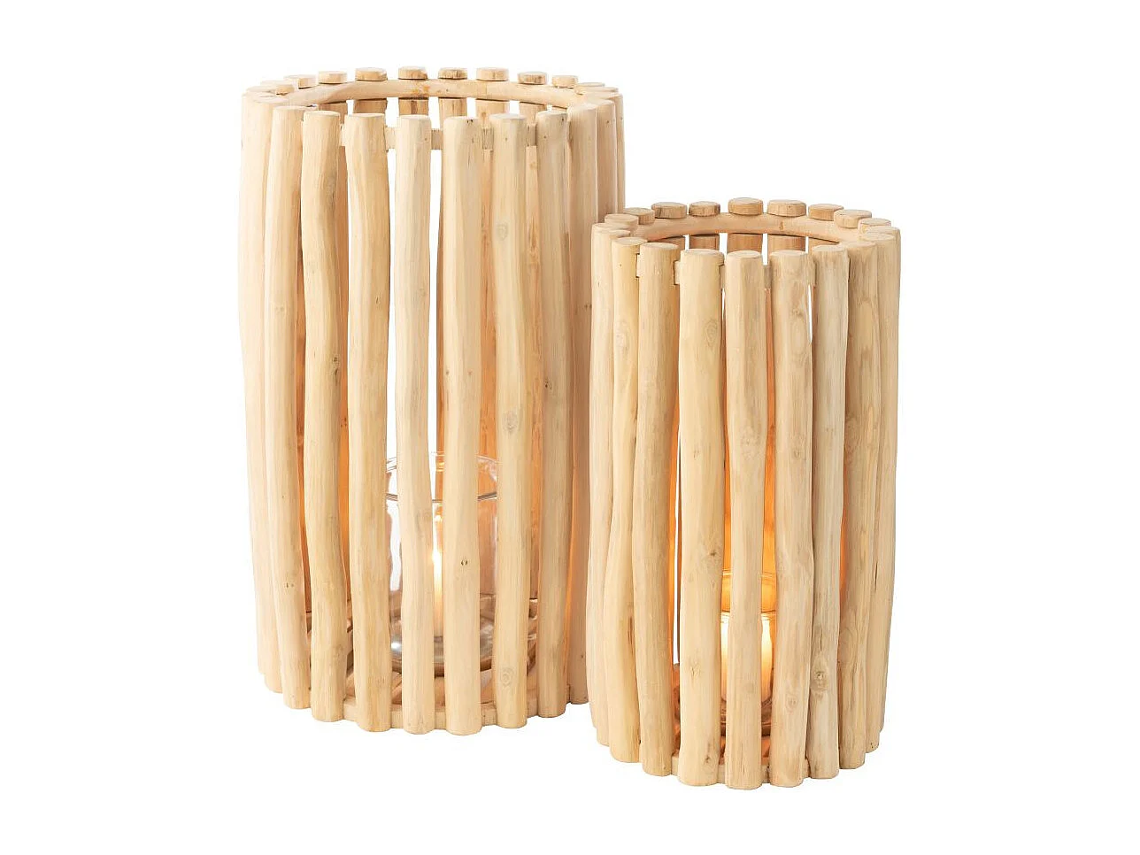 Lot de 2 Lanternes en Teck "Myrtle" 60cm Naturel