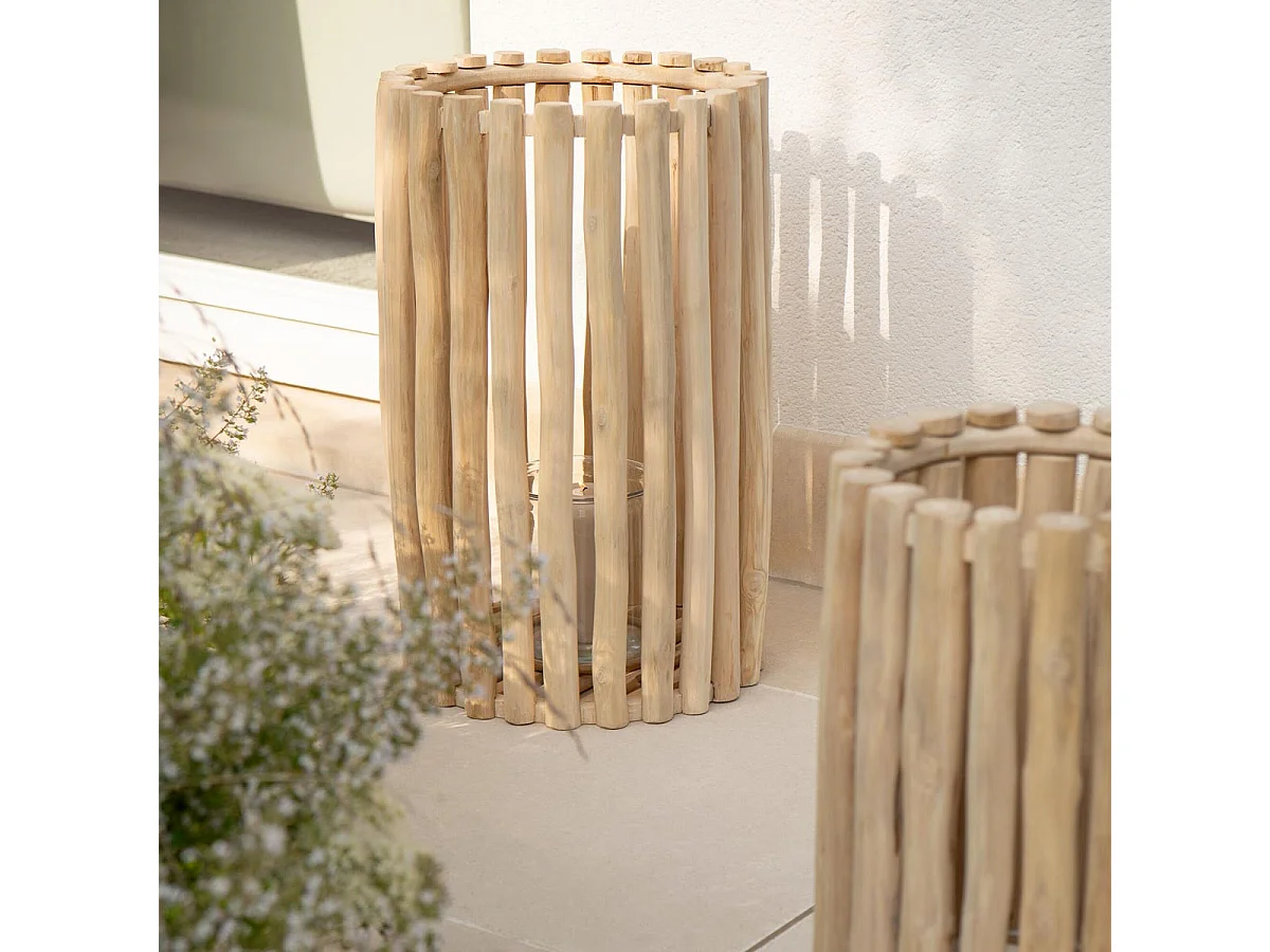 Lot de 2 Lanternes en Teck "Myrtle" 60cm Naturel