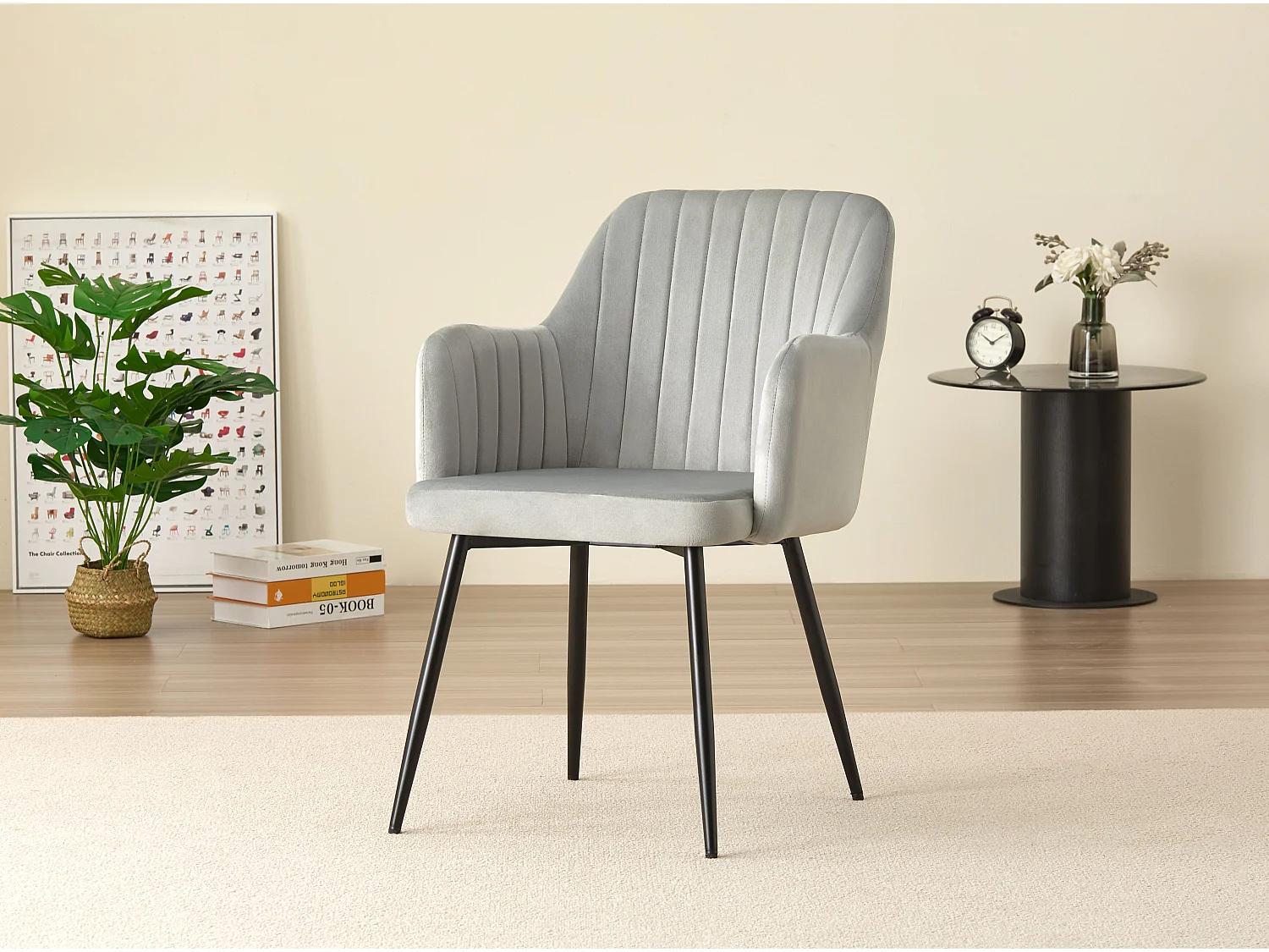 Charlotte Velvet Comfort Dining Chairs - Set of 2 - Grey