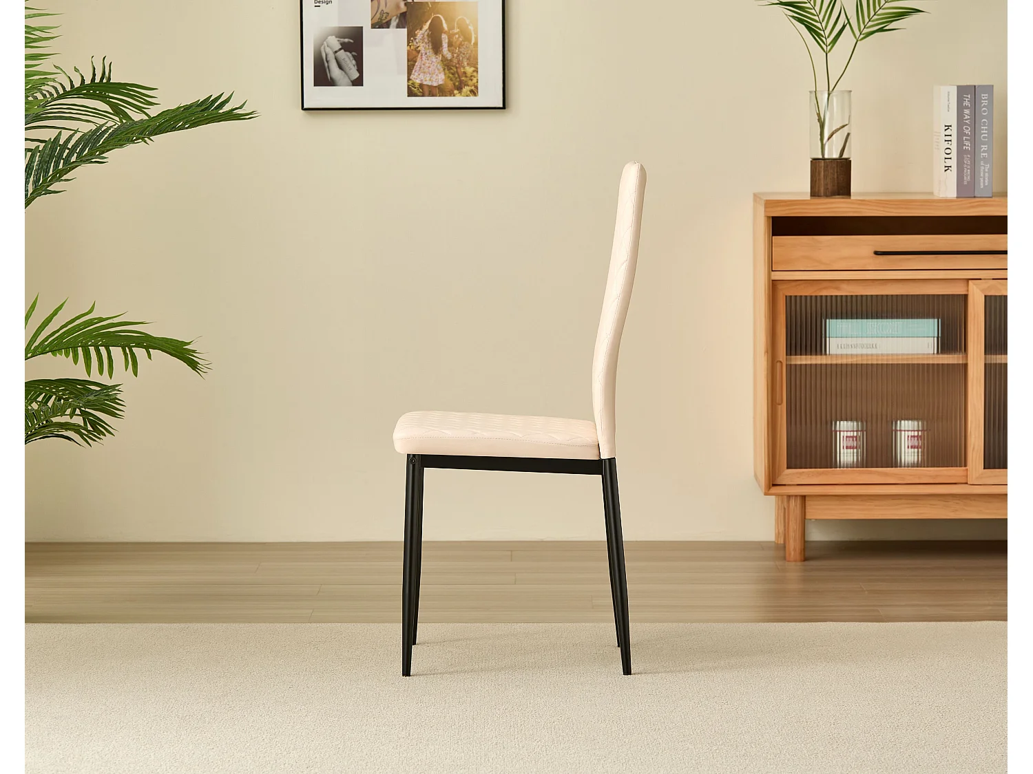 Emily Leather Comfort Dining Chairs - Set of 4 - Champagne