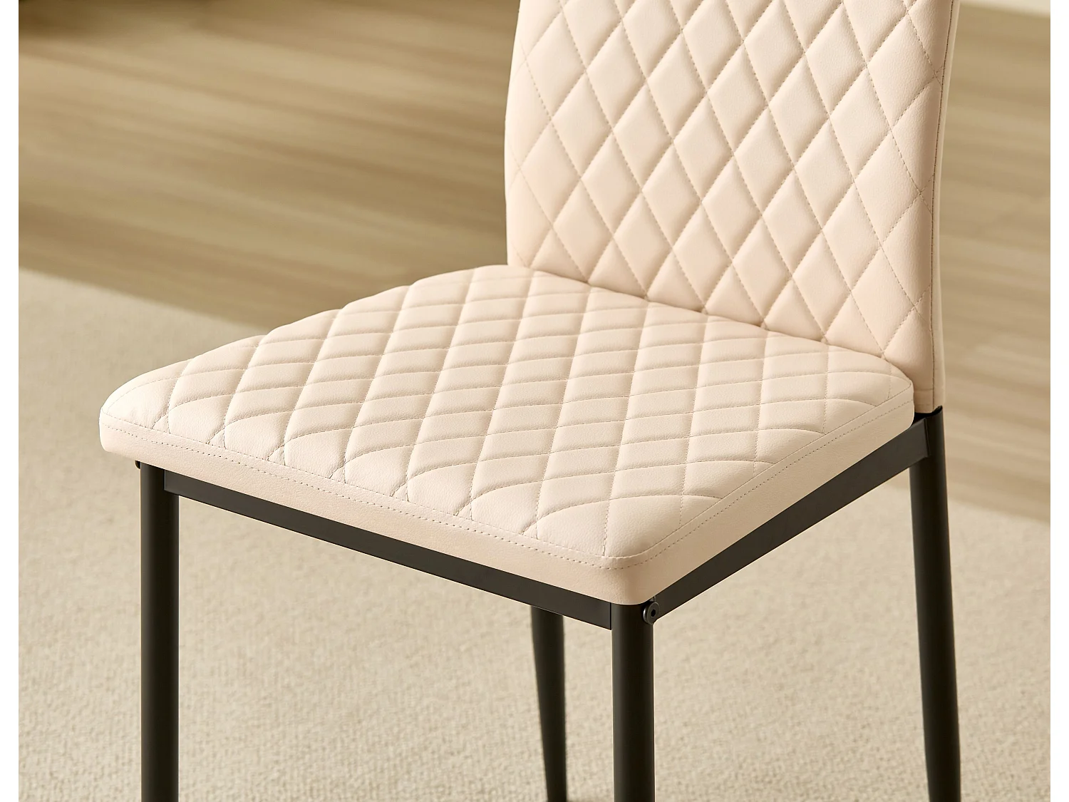 Emily Leather Comfort Dining Chairs - Set of 4 - Champagne