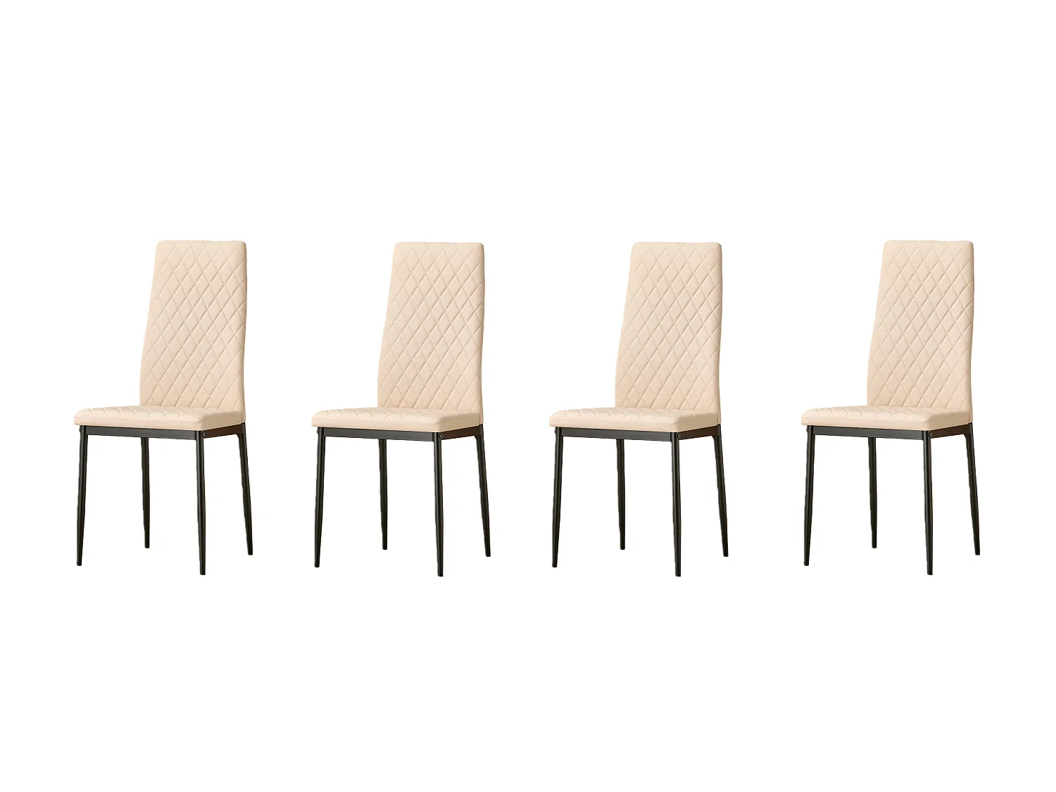Emily Leather Comfort Dining Chairs - Set of 4 - Champagne