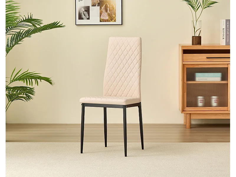 Emily Leather Comfort Dining Chairs - Set of 4 - Champagne