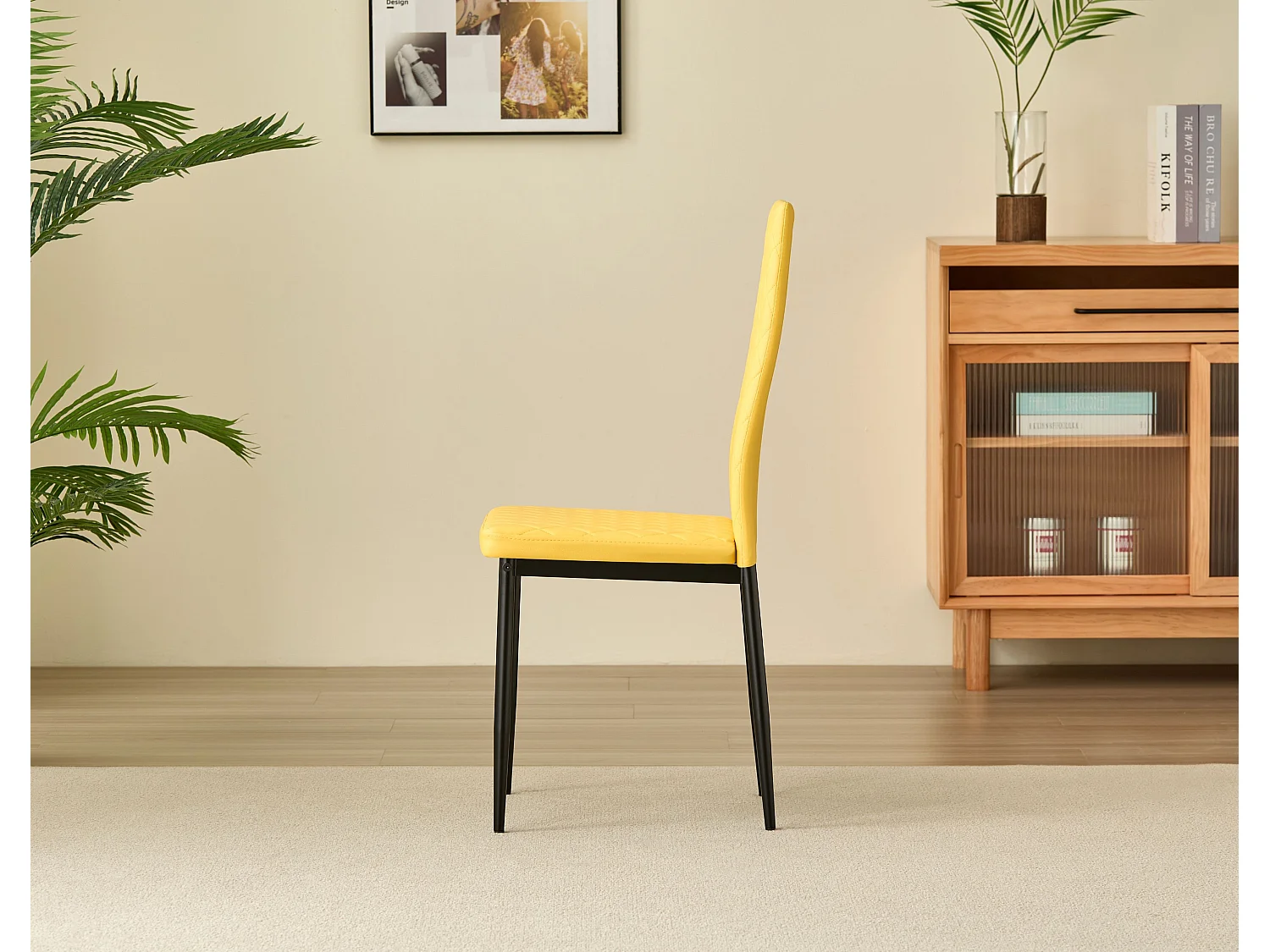 Emily Leather Comfort Dining Chairs - Set of 4 - Mustard