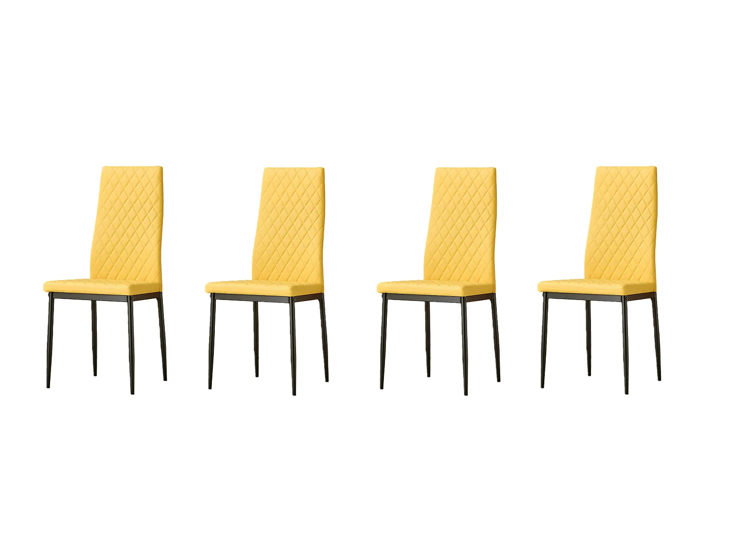 Emily Leather Comfort Dining Chairs - Set of 4 - Mustard