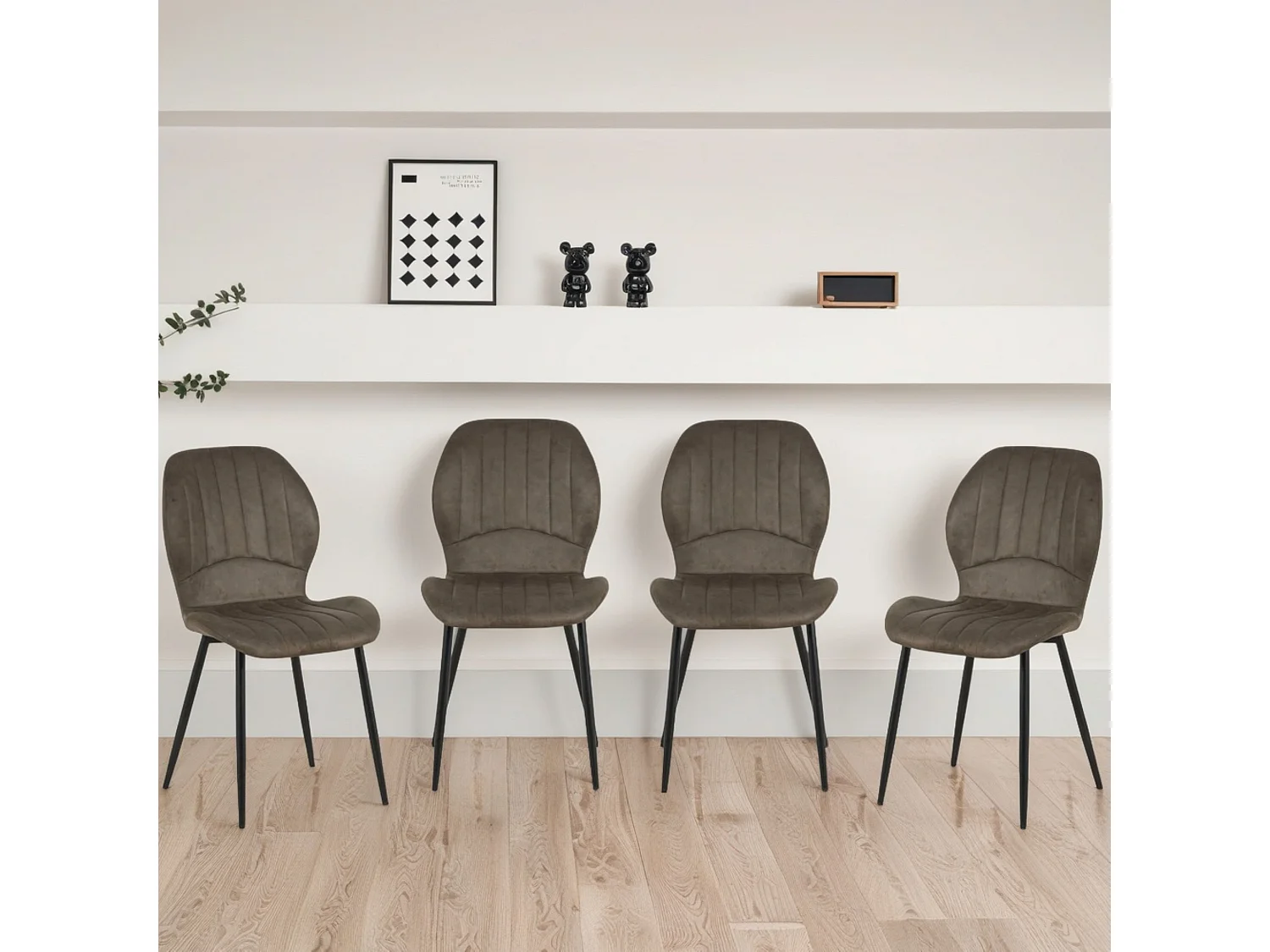 Jaydn Distressed Leather Comfort Dining Chairs - Set of 4 - Grey
