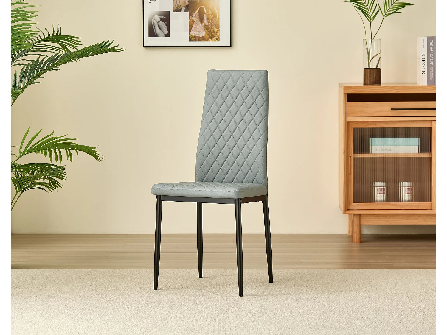 Emily Leather Comfort Dining Chairs - Set of 4 - Grey
