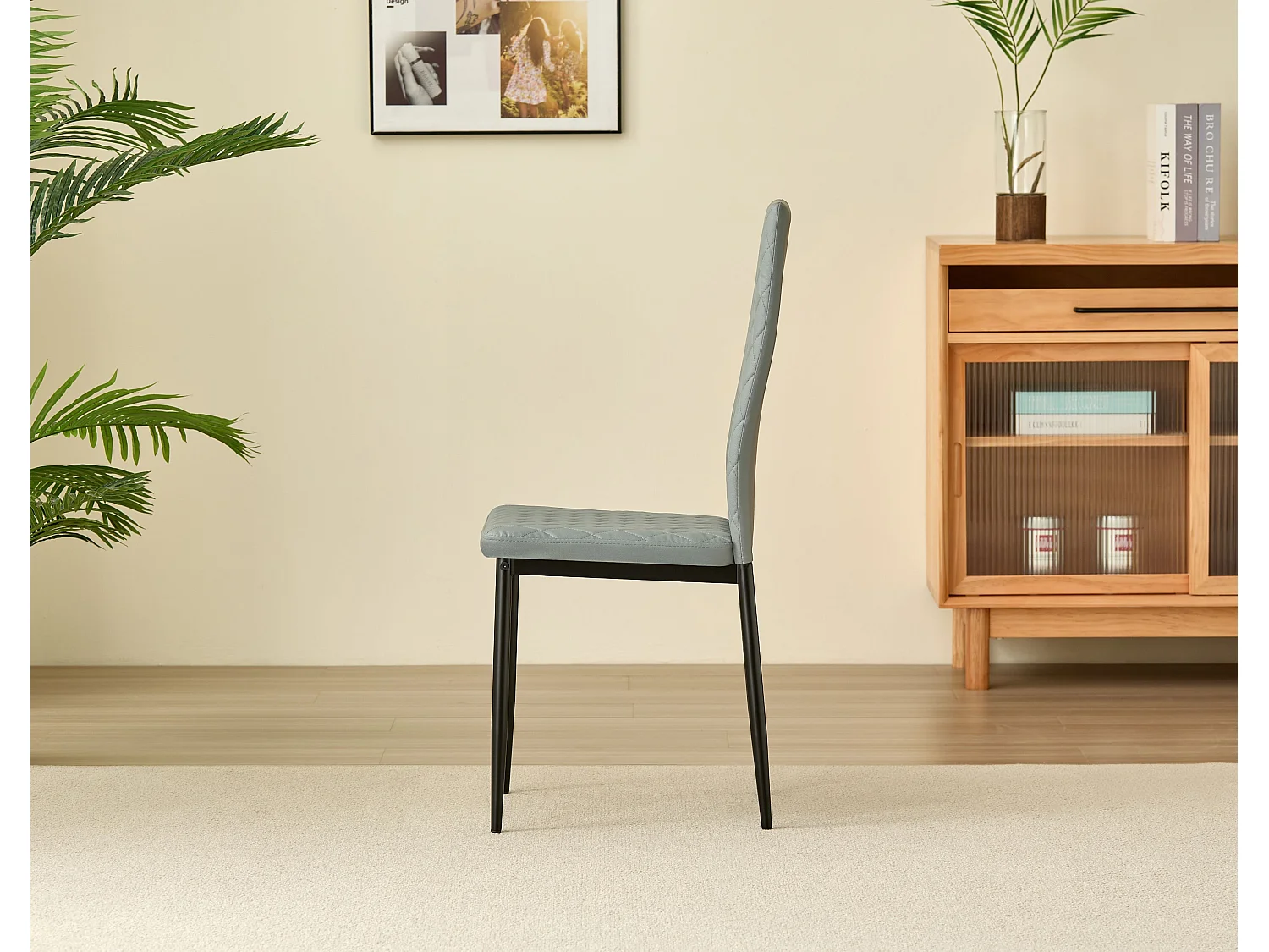 Emily Leather Comfort Dining Chairs - Set of 4 - Grey