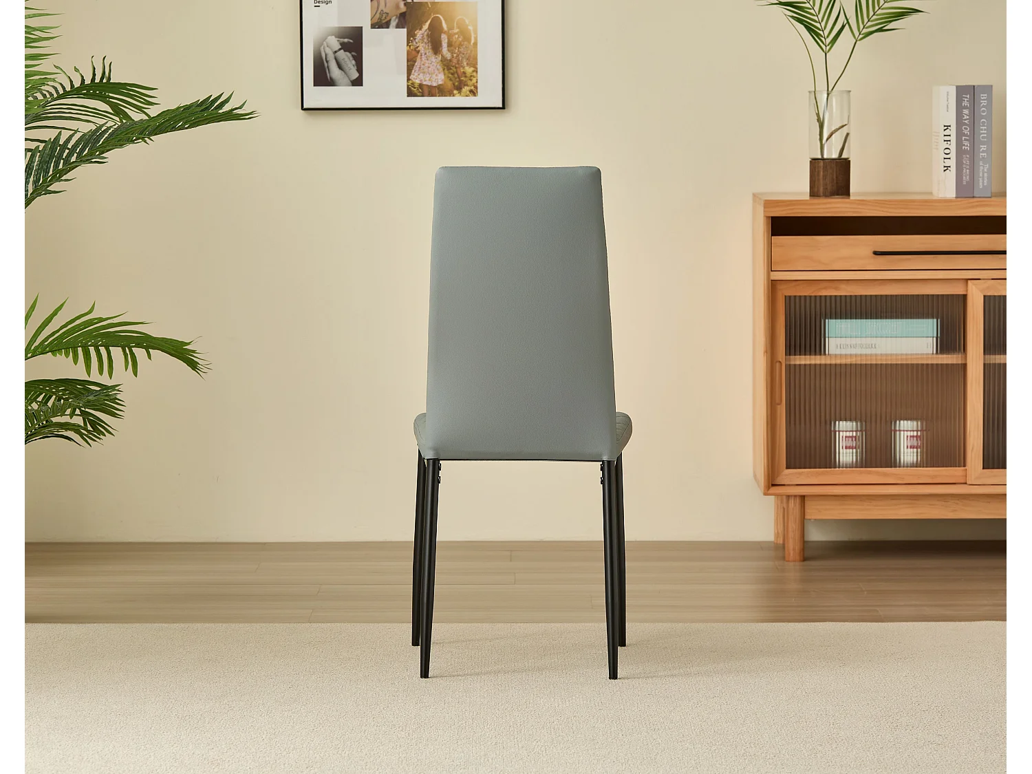Emily Leather Comfort Dining Chairs - Set of 4 - Grey