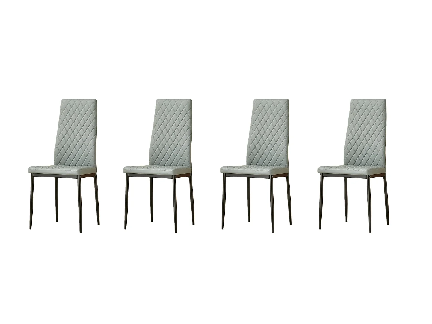 Emily Leather Comfort Dining Chairs - Set of 4 - Grey
