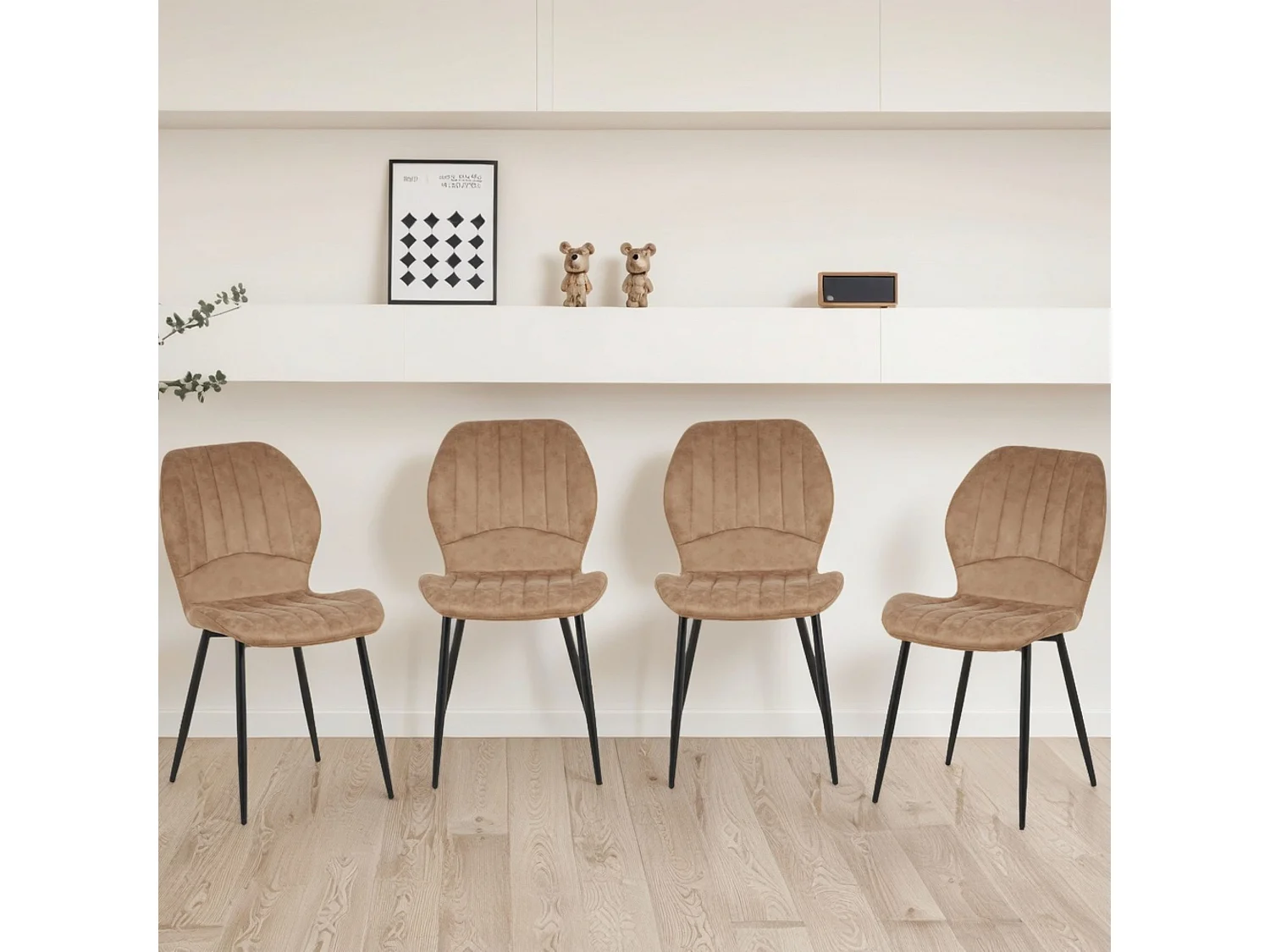 Jaydn Distressed Leather Comfort Dining Chairs - Set of 4 - Brown