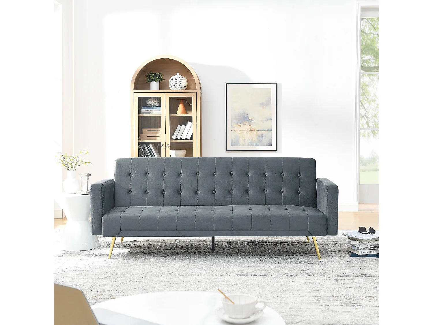 Olivia 3 Seat Sofa Bed Set - Grey