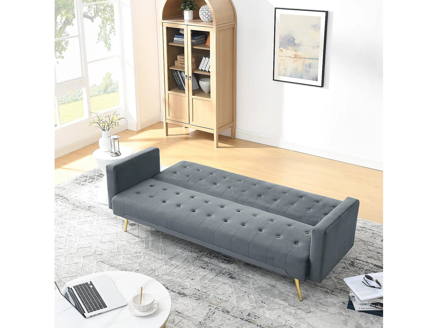 Olivia 3 Seat Sofa Bed Set - Grey