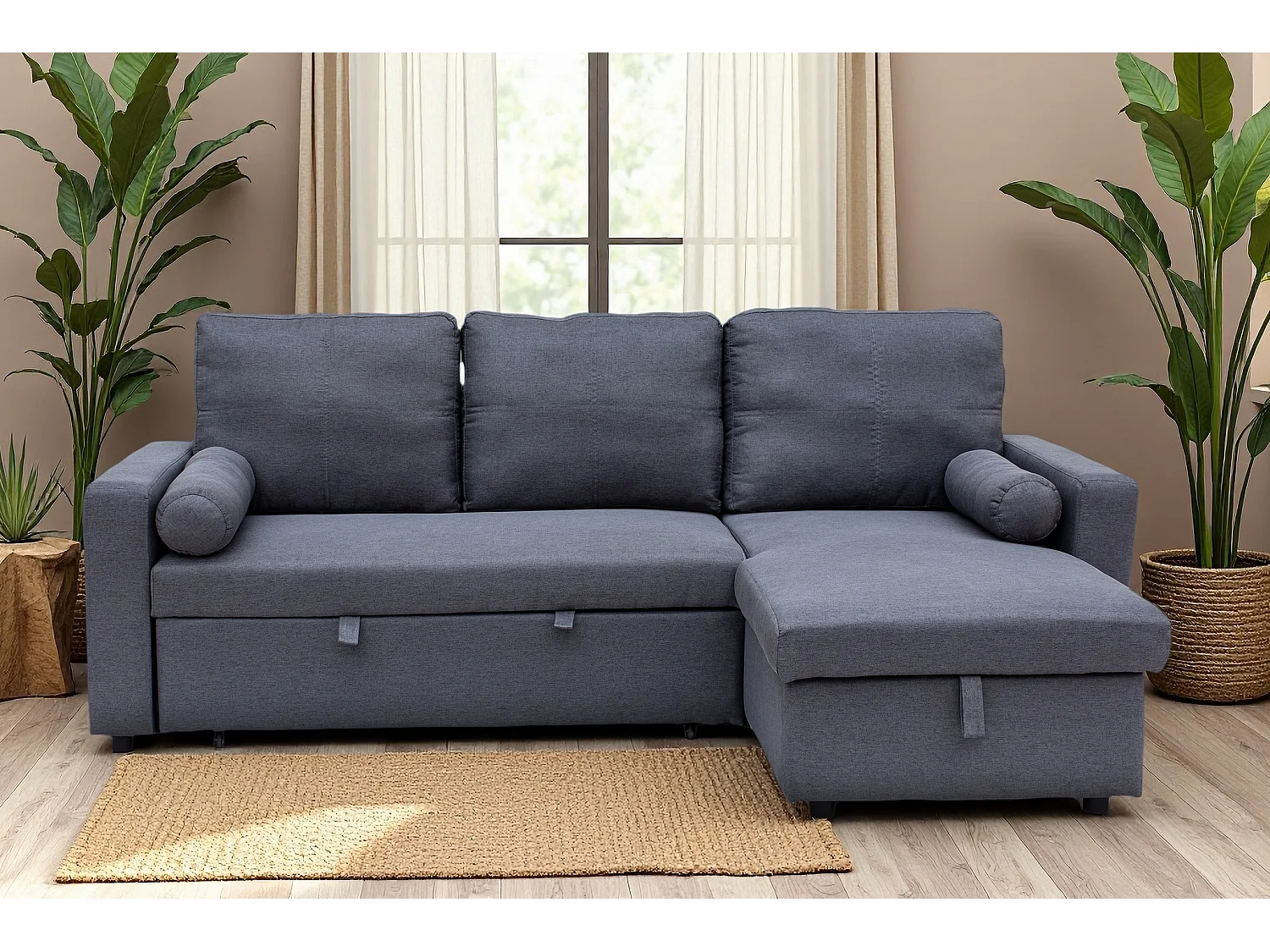 Manhattan 3 Seat Corner Sofa Bed Set - Left or Right - Grey