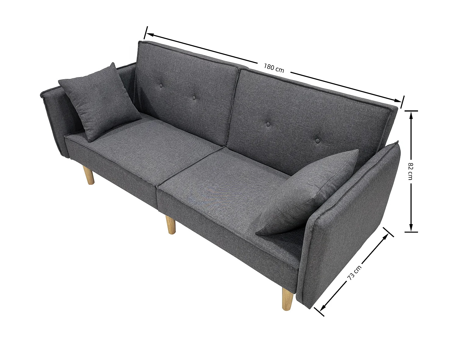 Finnley Two Seat Grey Sofa Bed - Grey